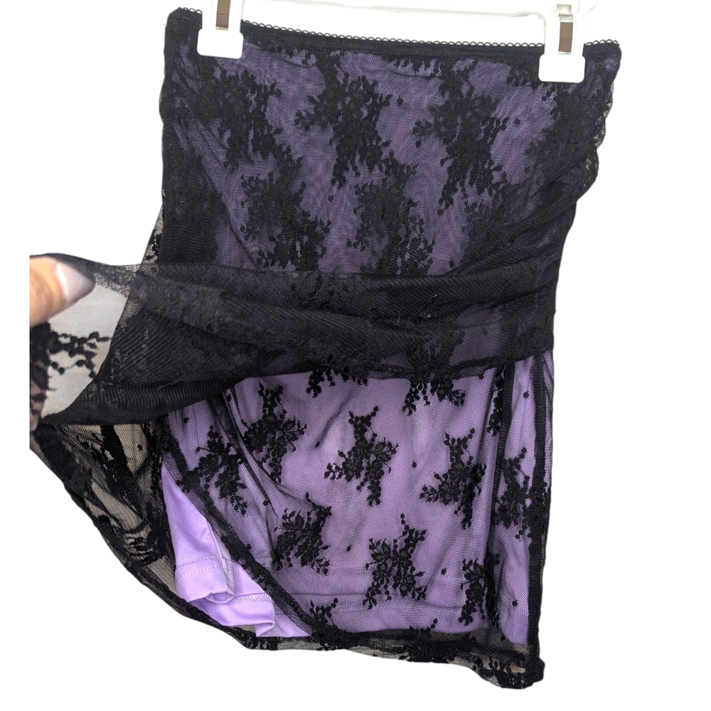 Urban Outfitters Y2K Black Lace Coquette Goth Fairycore Purple Mini Skirt XS - Picture 5 of 14